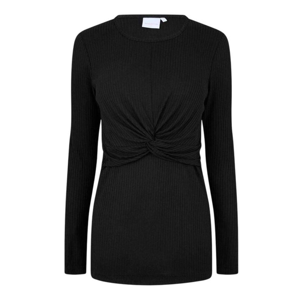 Mamalicious Womens/Ladies Crew Neck Slim Long-Sleeved Blouse / Black
